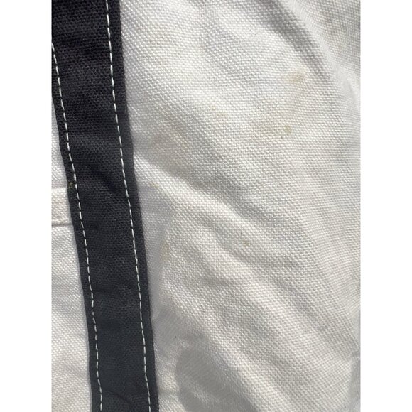 Pottery Barn canvas preppy white blue zippered tote bag logo embroidered preppy - Picture 13 of 13